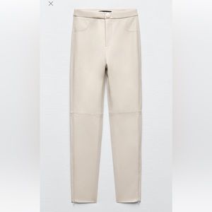 Zara off white faux leather leggings